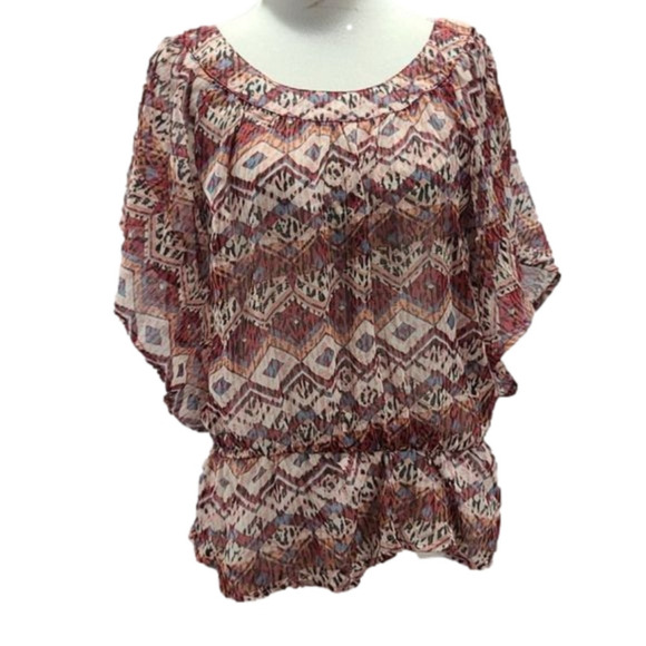 Aztec Like Print bat wing sleeves elastic waist - Picture 1 of 9